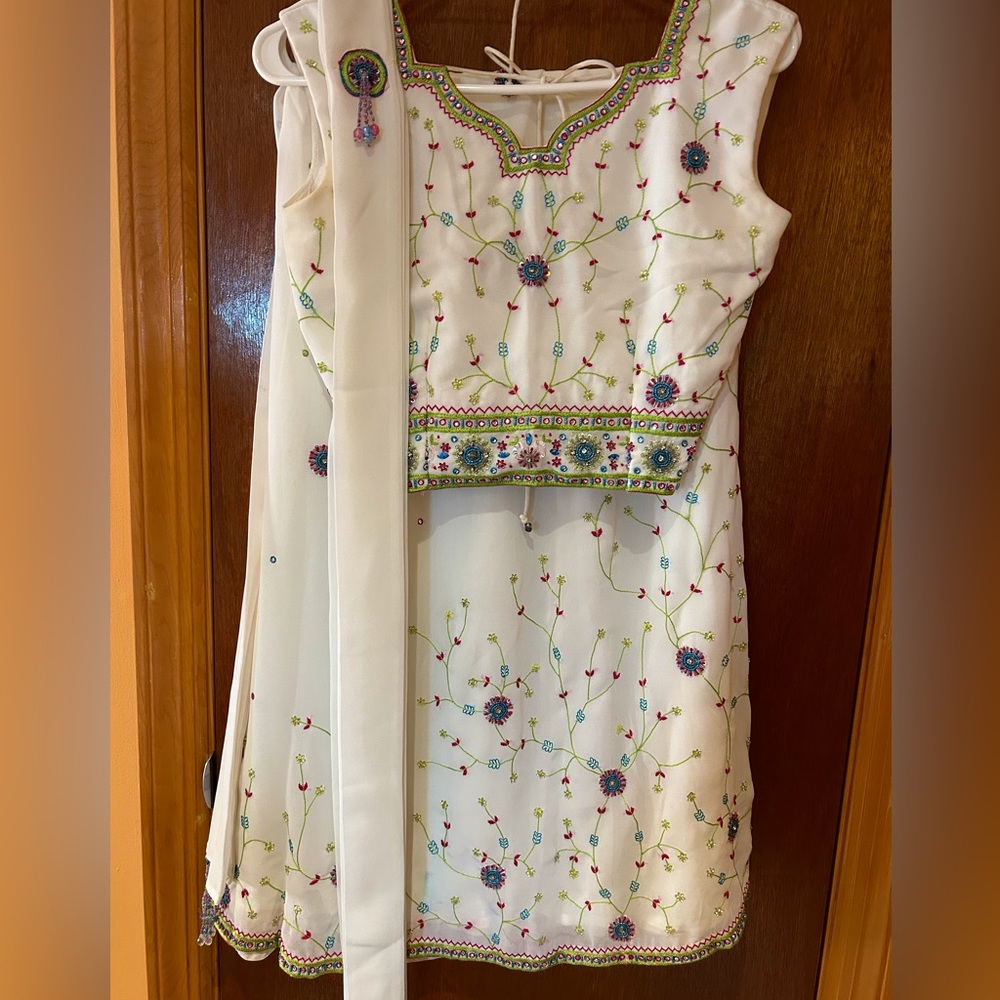 Beautiful white lehenga for young girls